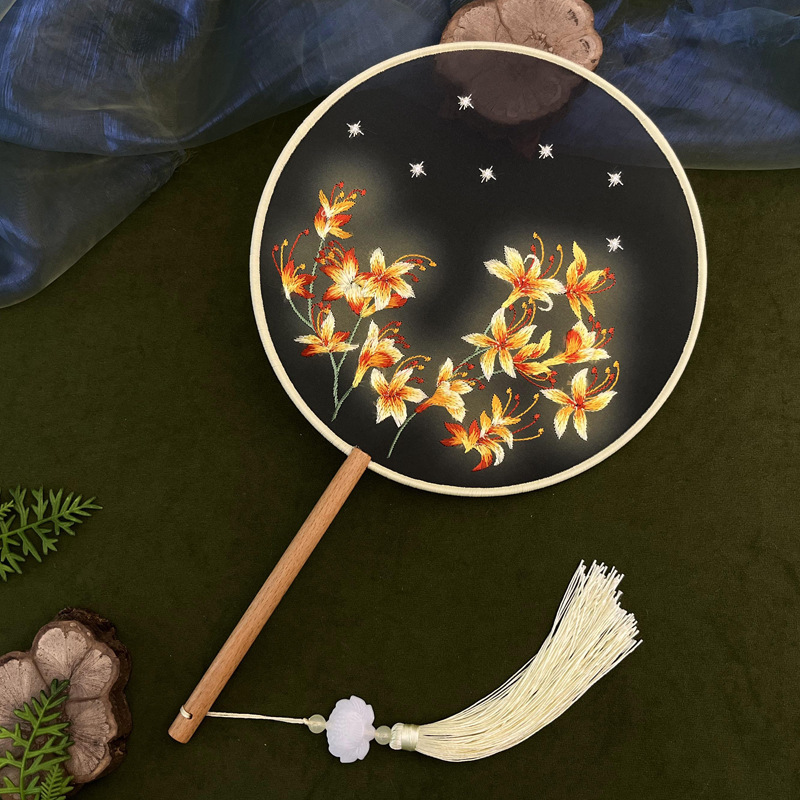 古风团扇双面绣刺绣扇子跳舞苏绣团扇苏州扇子景区摆摊批发绢