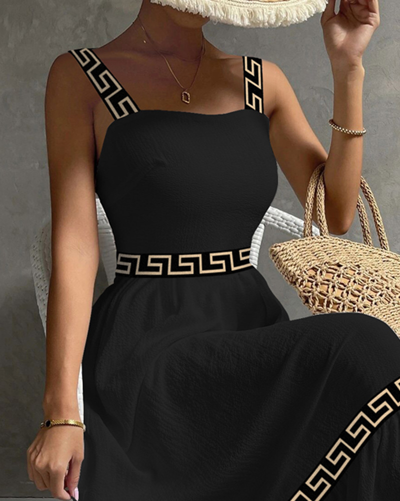 Women's Strap Dress Casual Strapless Printing Sleeveless Printing Maxi Long Dress Daily display picture 3