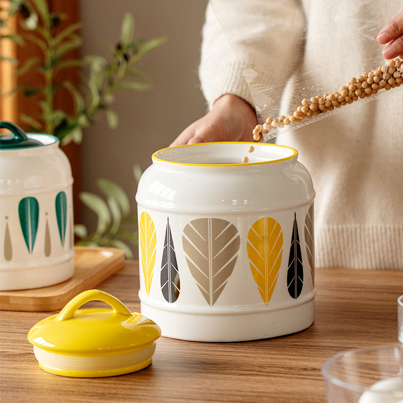 Cocina de cerámica transfronteriza latas selladas latas de almacenamiento de té leche en polvo café aperitivos Chili manteca de cerdo adornos sellados