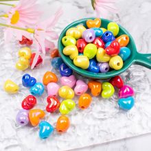 亚克力实色幻彩马贝横孔树脂桃心挂件DIY饰品头饰手机链配件批发