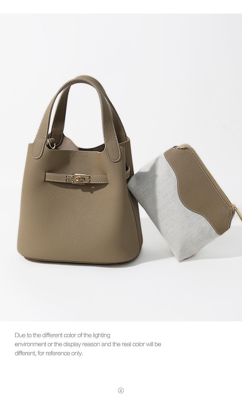 Túi bucket nữ rút dây dáng thùng đeo chéo kiểu mới — Màu nâu cognac chi tiết 10