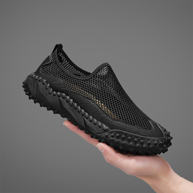 Baotou Men's Sandals Genuine Leather Men's Shoes Summer Large Size Hollow Soft Sole Hand-Stitched Trendy Beach Shoes_vogvips.com