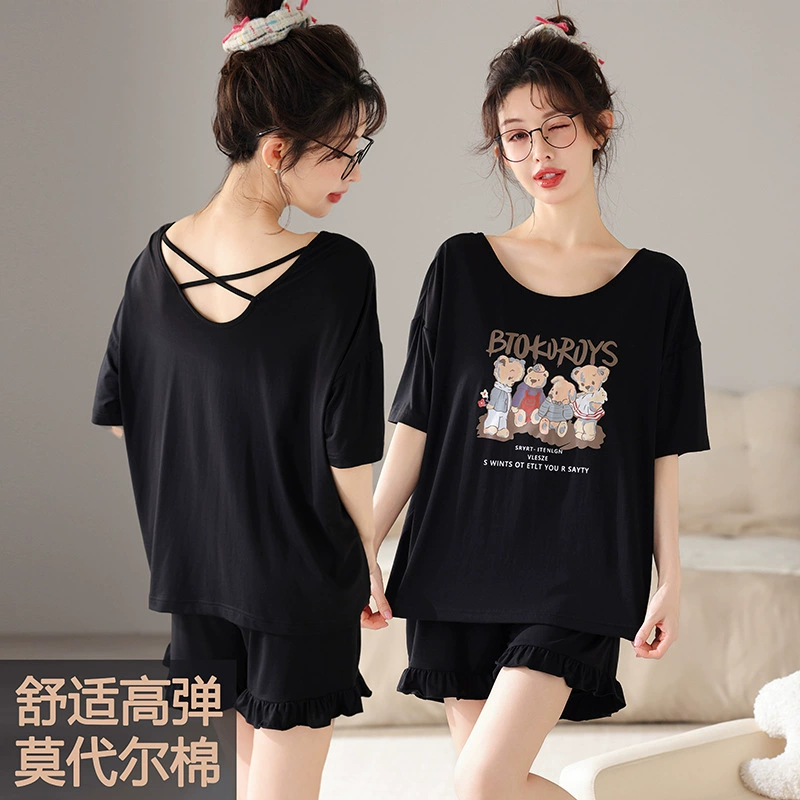 Summer pijama, thin shorts, with short sleeve, plus size