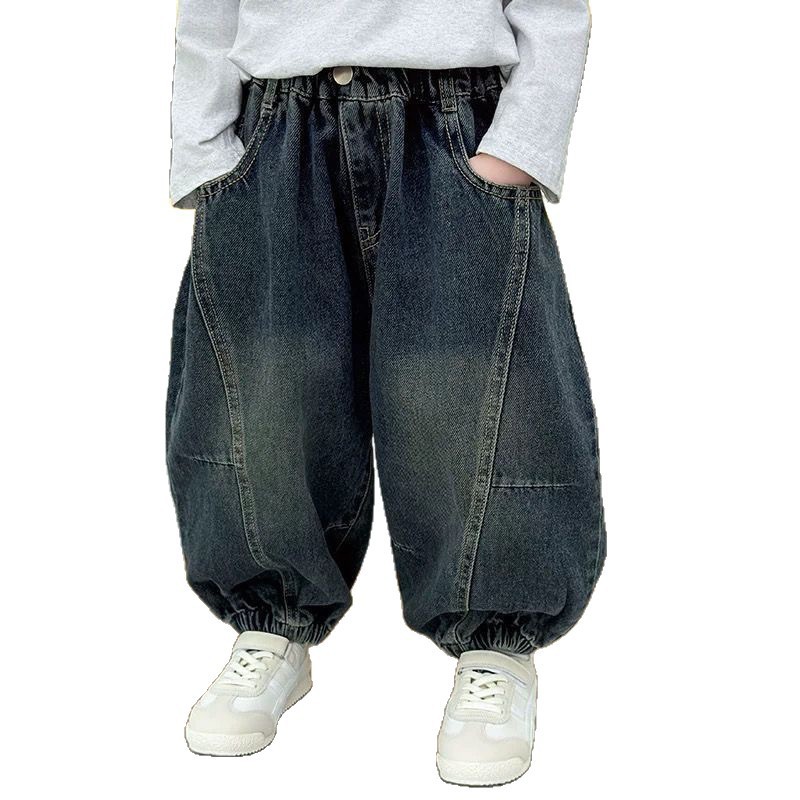 Nuevo estilo coreano de primavera y otoño para niños y niñas vaqueros de trabajo de moda pantalones largos de bebé pantalones casuales sueltos para niños image 5