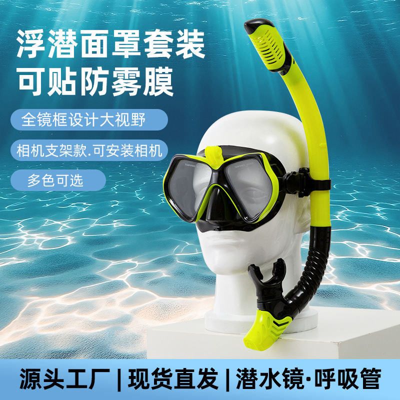 跨境热销浮潜二宝专业潜水镜全干式呼吸管潜水运动套装潜水面镜