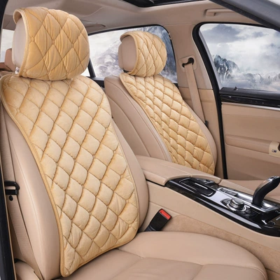 Seat cushion, seat cover — Winter back seat cushion - diamond-velvet-beige-backrest-1-piece