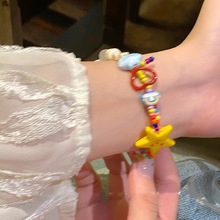 夏日多巴胺彩色星星爱心陶瓷手链女轻奢小众高颜值学生党串珠手饰