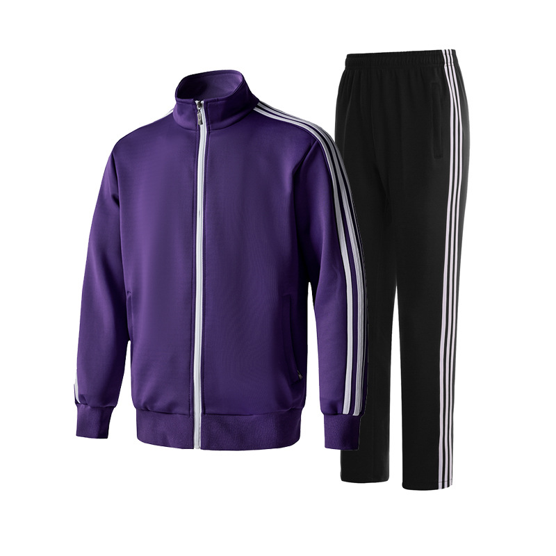 Primavera y otoño transfronterizos tres barras set de ropa deportiva casual hombres cardigans grandes camisetas deportivas uniformes escolares dos sets