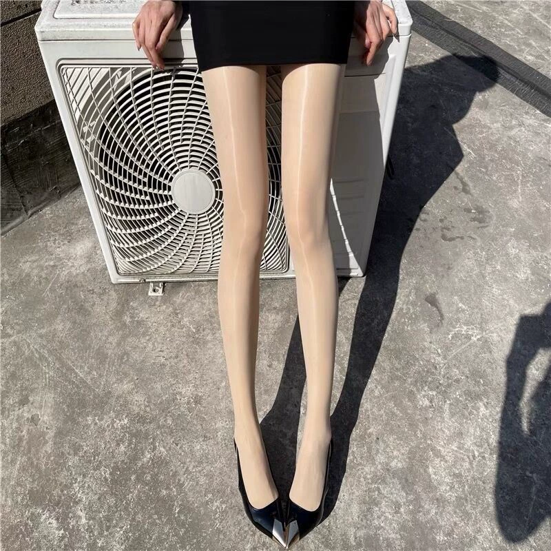 Japanese mint white thin tights with bow