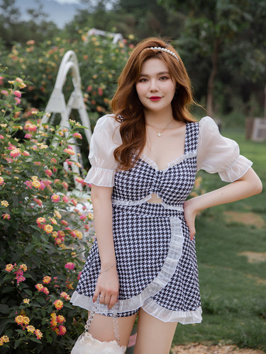 Women's Plus Size Obnoxious Angelic Style Sexy Turtleneck Pattern One-piece Dressing Room Hiding Abdomen Conservative Hot Spring Student