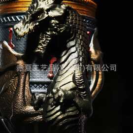 跨境立体龙纹奇幻高脚杯 暗黑史诗风金属质感饮水杯