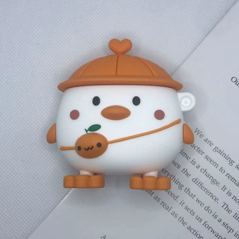 Силиконовый защитный чехол (совместим с Apple) для AirPods 1/2, милые мультяшные дизайны, с крючком/кольцом