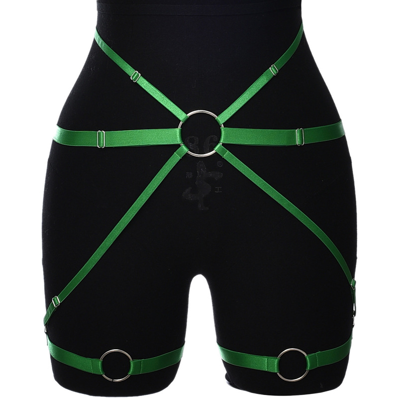 Bamboo cross-border sexy hollow-out multi-color optional women's high waist sexy strap binding harness Garter P0183