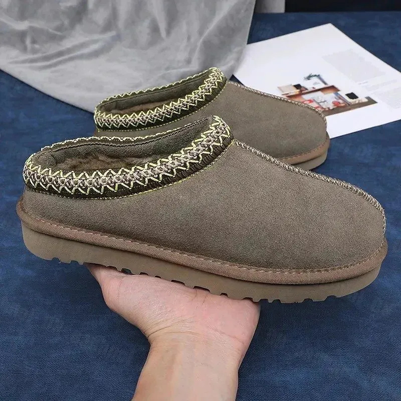 In-stock sheepskin wool integrated winter slip-on slippers, warm snow boots with ethnic style woven lace Tasman In-stock sheepskin wool integrated winter slip-on slippers, warm snow boots with ethnic style woven lace Tasman