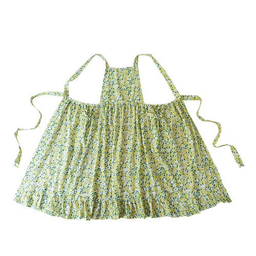 Foreign trade cross-border cotton Korean floral apron home kitchen apron housework apron with pockets factory wholesale
