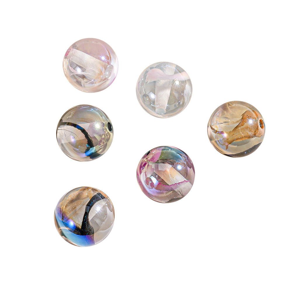 20 nubes transparentes, cuentas redondas, estilo nacional, color de tinta, bricolaje, cadena de teléfono móvil, llavero, bolígrafo, accesorios de cuentas sueltas de resina