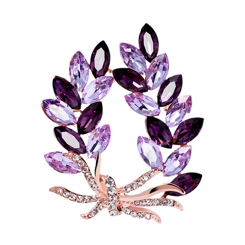 Nuevo cristal Bauhinia bouhinia broche de gama alta temperamento femenino anti-exposición pin diamante incrustado oído de trigo ramillete traje Accesorios