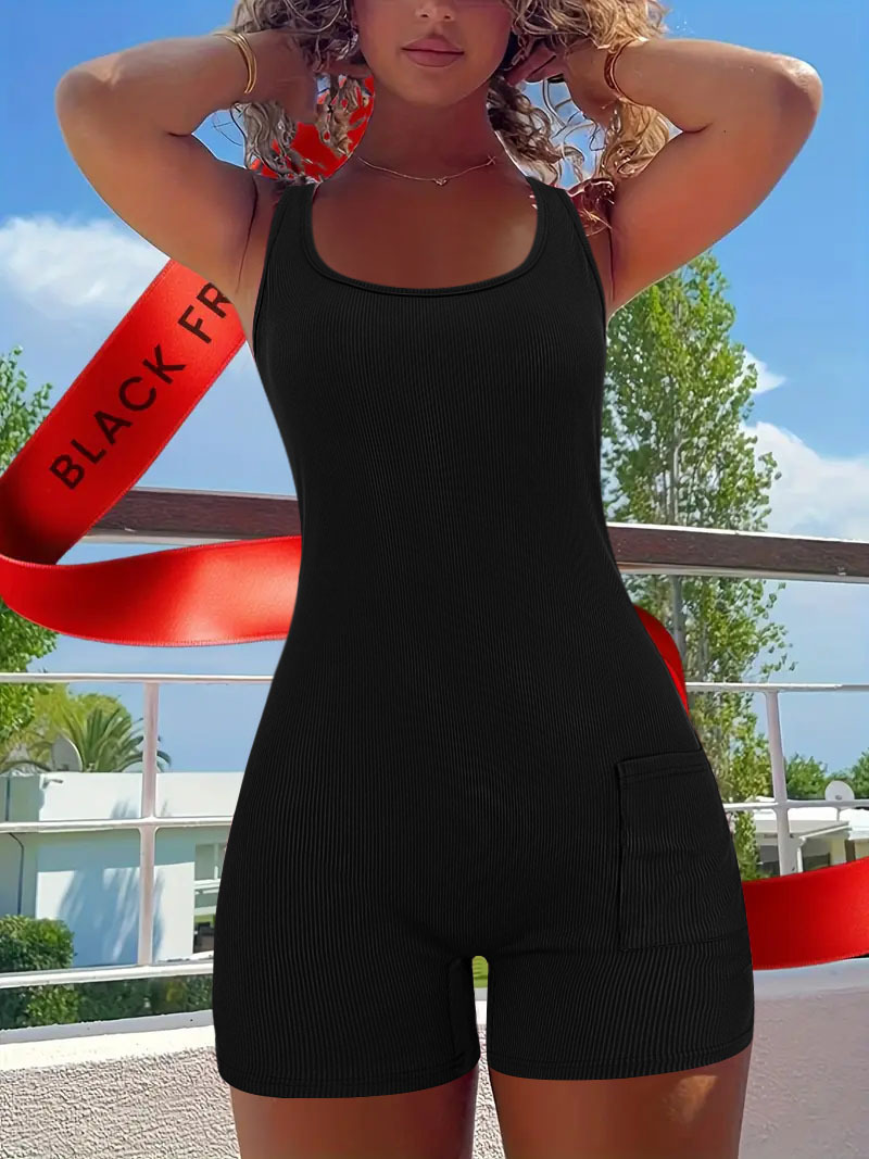 sexy sports solid color suspenders with a round collar