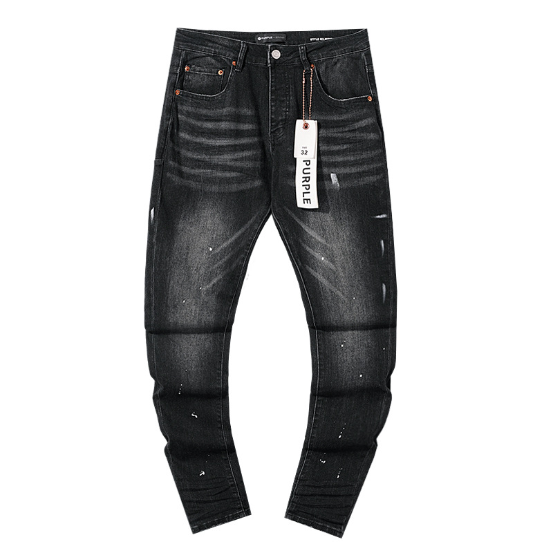 Comercio exterior transfronterizo mayorista purp1e estilo americano marca de alta calle agujero parche de tinta retrógrada lavado jeans pantalones cortos