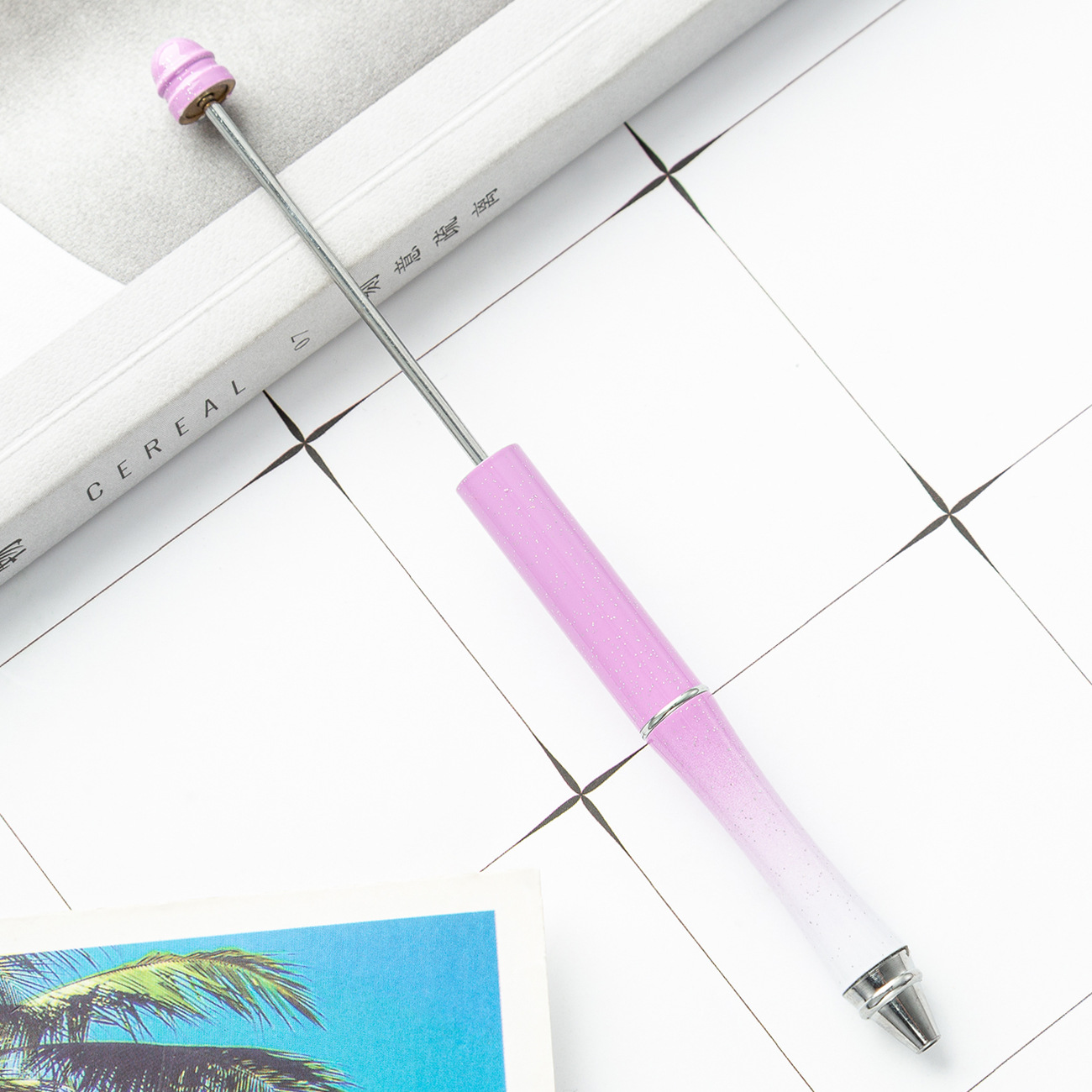 Pluma de cuentas de metal en stock al por mayor creativo con cuentas bolígrafo DIY bolígrafo personalidad metal DIY pluma con cuentas