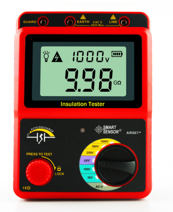 AR907+数字高压兆欧表电子摇表1000V兆欧表绝缘电阻测试仪