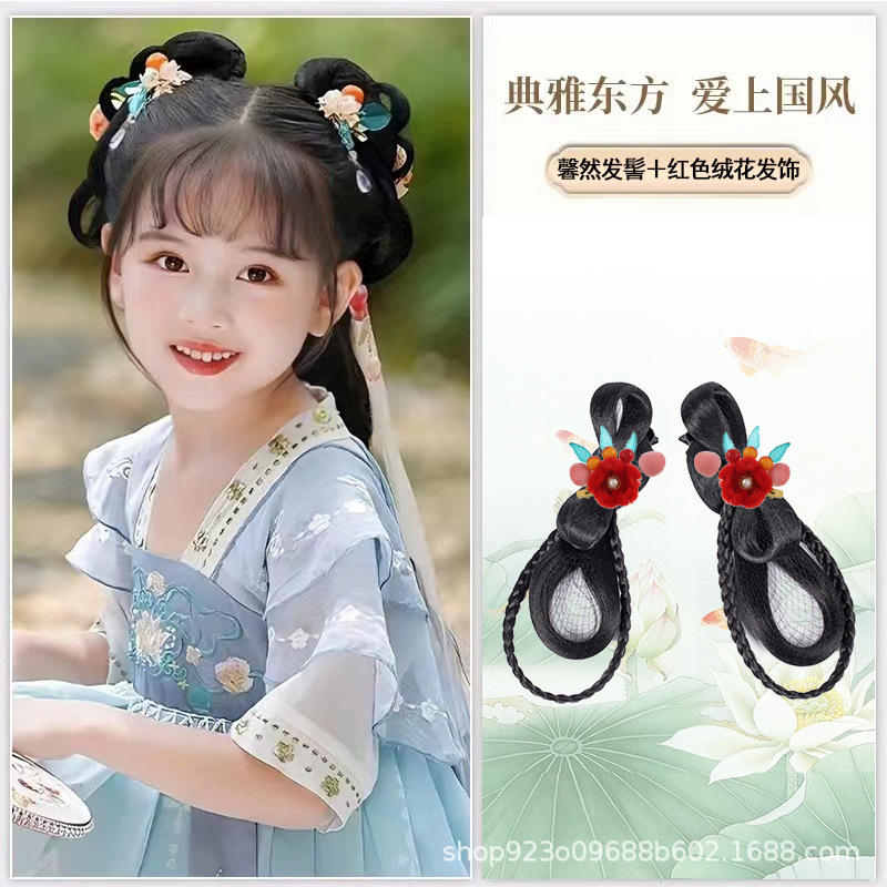 신란 헤어 번 SKU 레드 벨벳 플라워 헤어 액세서리