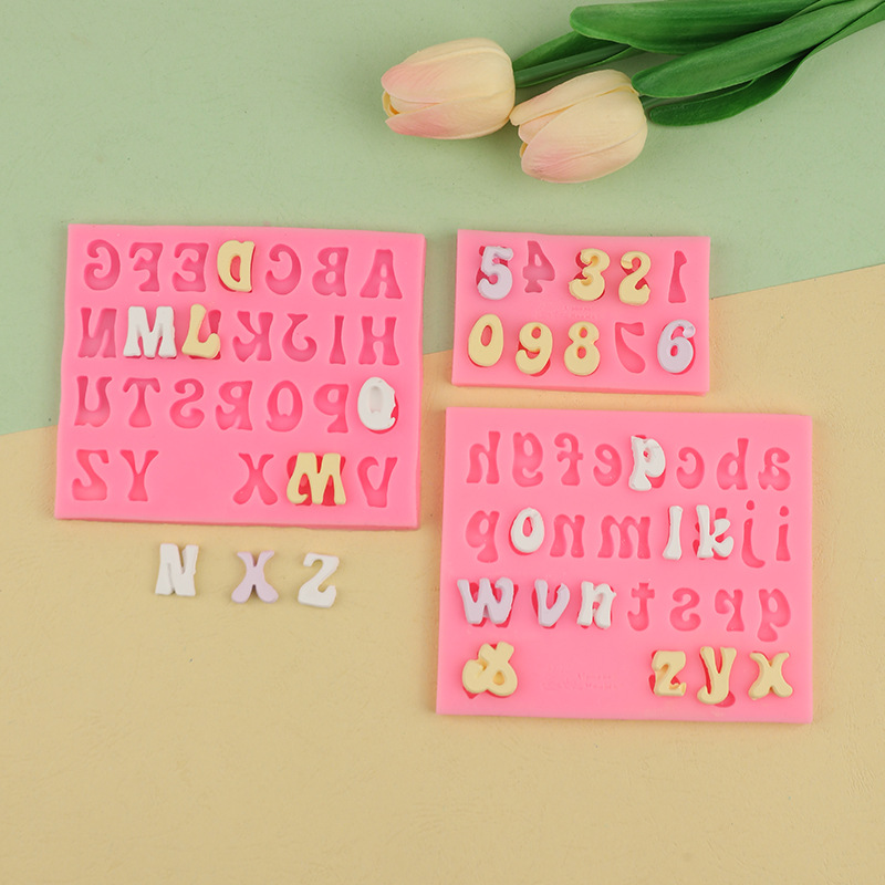 26 inglés letras y números molde de silicona DIY fondant cake chocolate Decoración Accesorios molde de silicona