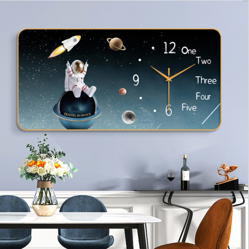 [30cm*60cm] Restaurant decorative painting modern wall clock simple living room hanging painting light luxury hanging painting clock