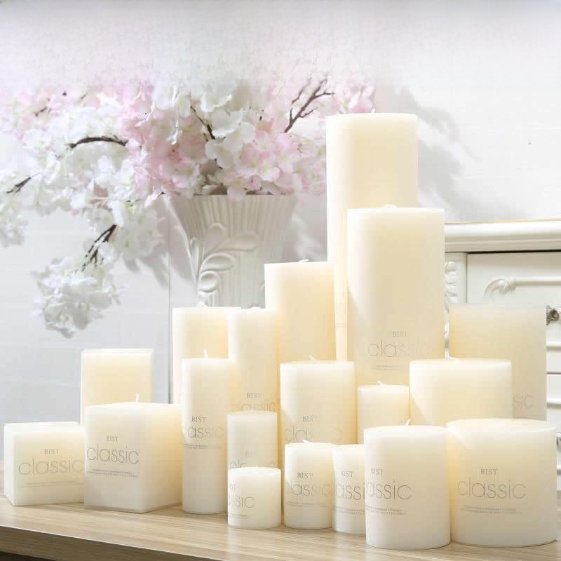 Free shipping small wholesale classic classic column wax romantic smokeless wedding hotel ivory white cylindrical candle