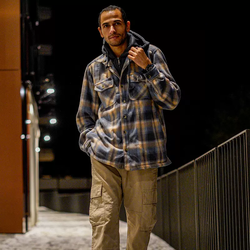 【跨境热卖】亚马逊男士欧码卫衣外套青少年条纹格子帽衫冬季加绒