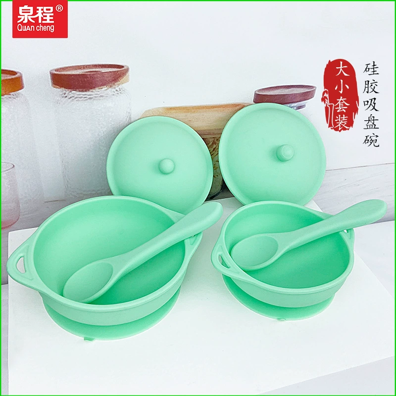Children's silicone tableware for feeding, dinner plate for food, set