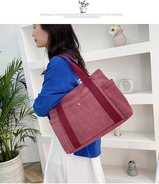 Artistic and simple canvas bag, mother's bag, middle-aged work handbag, cloth bag, large-capacity shoulder bag, women's single-shoulder bag undefined