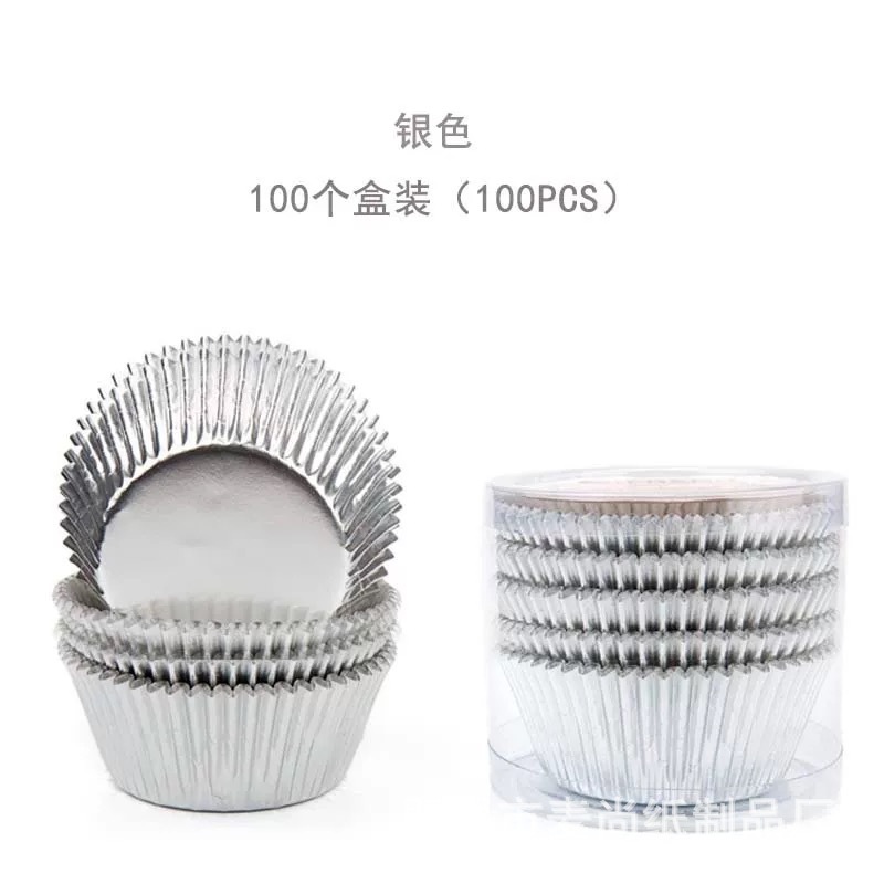 Oro y plata oro rosa 11cm papel de aluminio para hornear taza de papel brillante oro nieve Mei Niang pastel taza titular de papel grande, mediano y pequeño taza de muffin