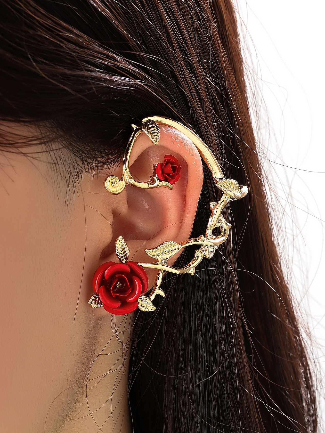 15g Weight Ear Cuffs Classification 1 Piece Quantity Holiday, Tea Party Occasion 1 Piece Elegant Vintage Style Flower Plating Alloy Ear Cuffs