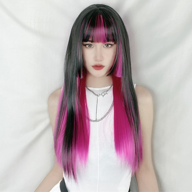 Women's Fashion Street High Temperature Wire Bangs Long Straight Hair Wigs display picture 4