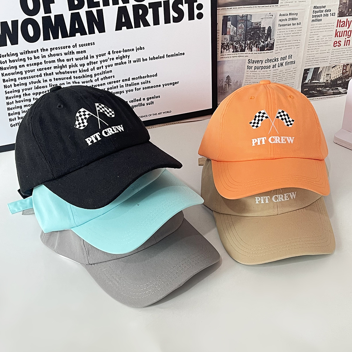 Unisex Baseball cap men's and women's fashion all black and white double flag printed baseball cap shade outdoor_voghion.com