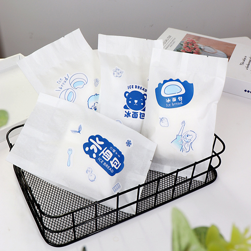 冰面包包装袋覆膜雪媚娘蛋黄酥月饼冰淇淋面包袋白色棉纸袋机封袋