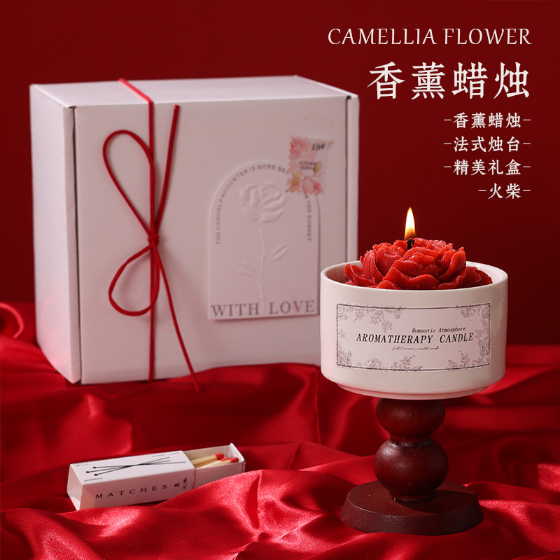 七夕情人节浪漫山茶花香薰蜡烛送女生日礼物高级感香氛摆件伴手礼|undefined