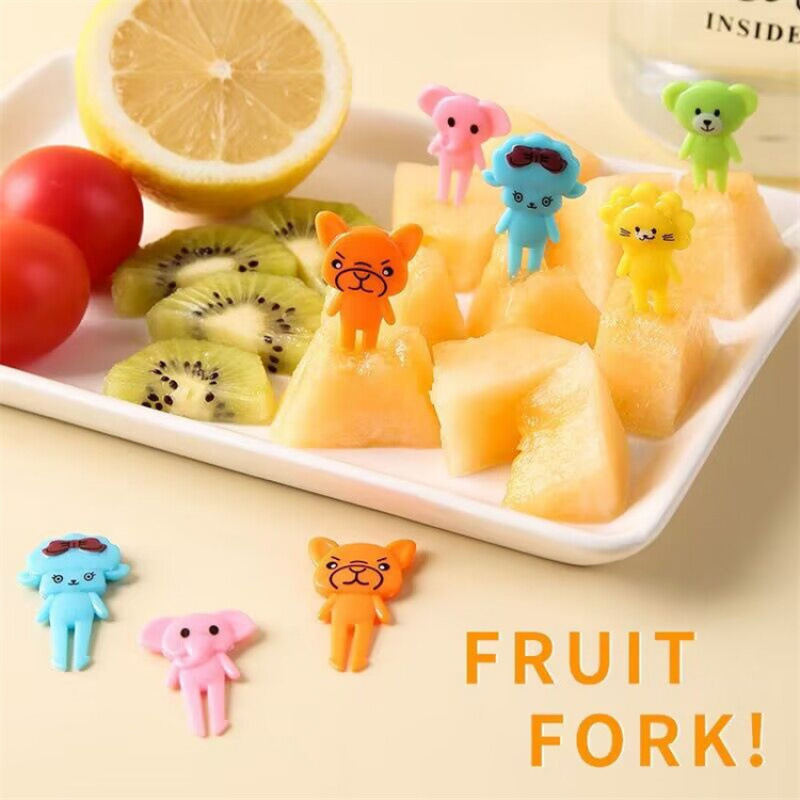 Japón hogar dibujos animados horquilla de fruta creativa para niños animales lindos horquilla de fruta de plástico set Bento stick