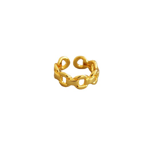 INS cool-toned brass-plated 18K gold exquisite chain open simple versatile temperament ring index finger ring for niche women