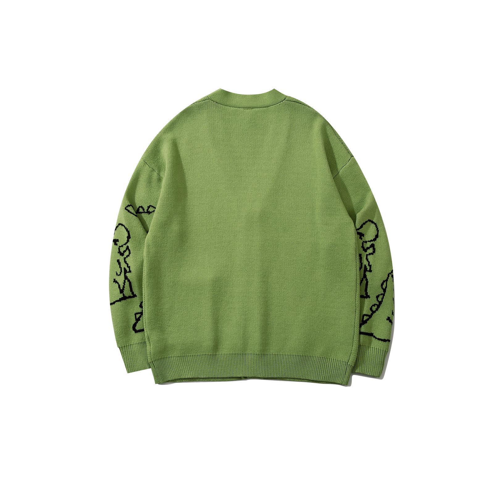 Herr cardigan stickad tröja med dinosaurie höst vinter unisex_voghion.com