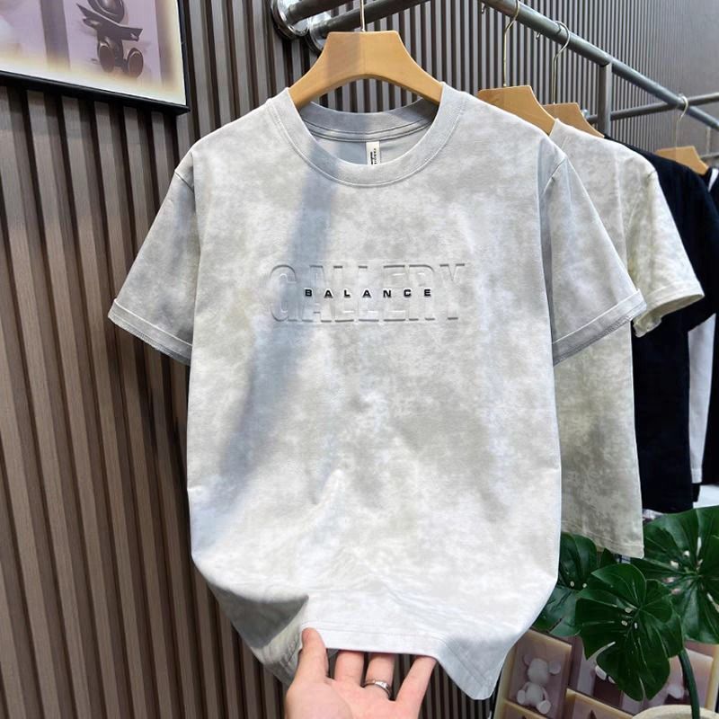 Men's Tie Dye Short Sleeve T-Shirt Breathable Cotton Casual Top Versatile Simple Design for Young Men White Black 2026 New Style_voghion.com