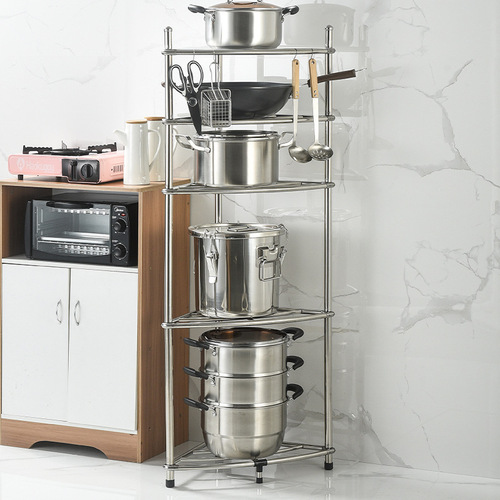 Kitchen rack floor-standing multi-layer stainless steel triangle storage rack pot rack bathroom household basin rack directly supplied from the manufacturer