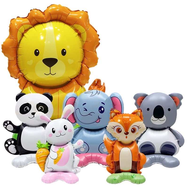 Globos de papel metalizado con forma de animales para decoraciones de regreso a clases, marcadores de pasillo, fiestas de cumpleaños infantiles y de primer cumpleaños, fotografía de jardín de infancia_voghion.com