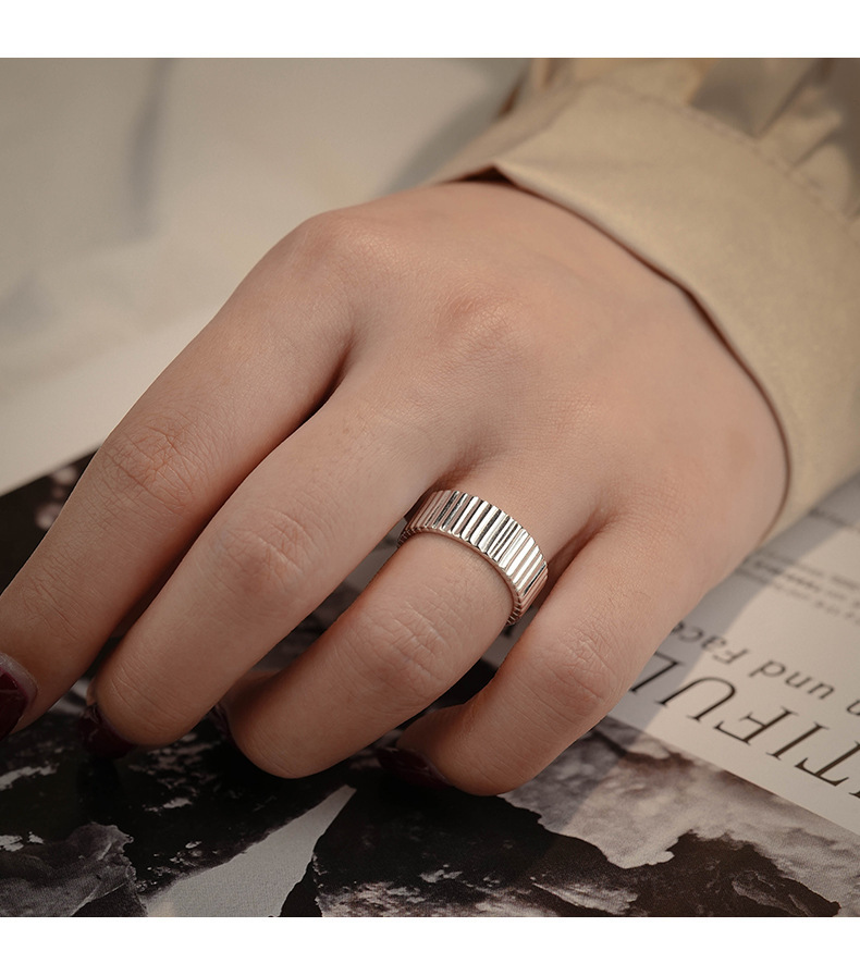 Adjustable Ring Size 925 Sterling Silver Geometric Open Rings