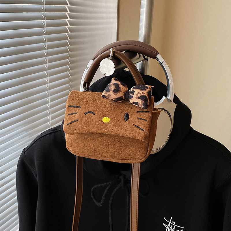 甜美蝴蝶结手拎小包包女新款时尚可爱kitty秋冬麂皮绒单肩斜挎包|undefined