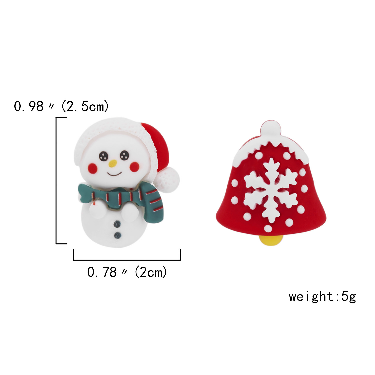 1 Pair Fashion Christmas Tree Santa Claus Snowman Epoxy Soft Clay Ear Studs display picture 6