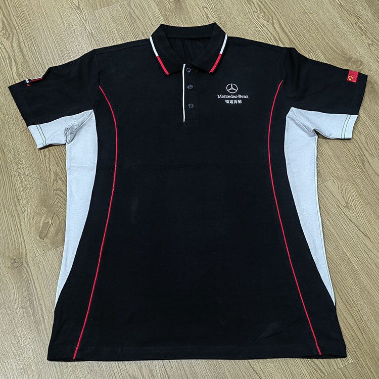 Listed company brand tooling uniform stitching production embroidery Mercedes LOGO pattern men's polo shirt