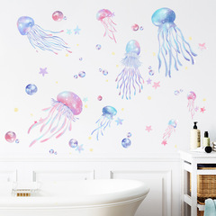 New LD74001 Colorful Dream Jellyfish Children's Room Kindergarten Bathroom Home Wall Decor Sticky Wall Sticker