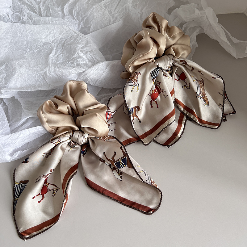 Scrunchie per capelli design con fiocco e stampa unica_voghion.com